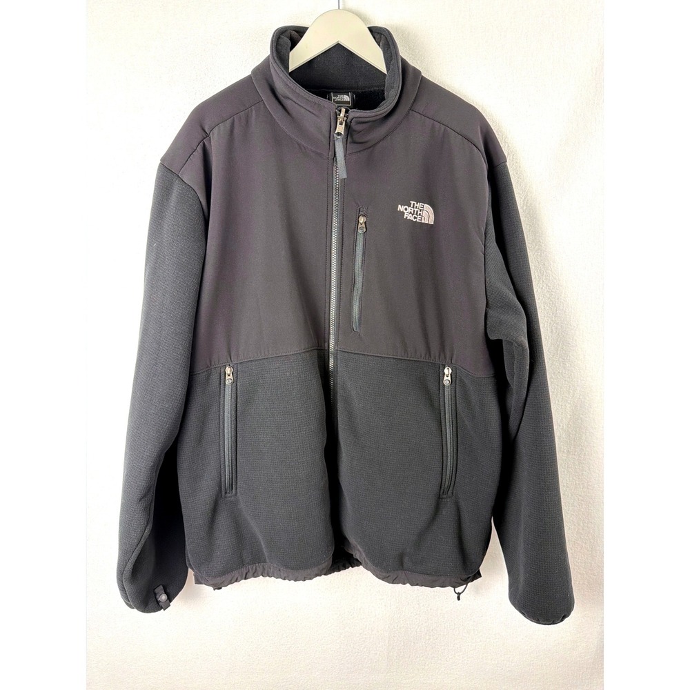 The North Face Denali Hybrid Fleece Jacket Black Full Zip Mens XL Softshell